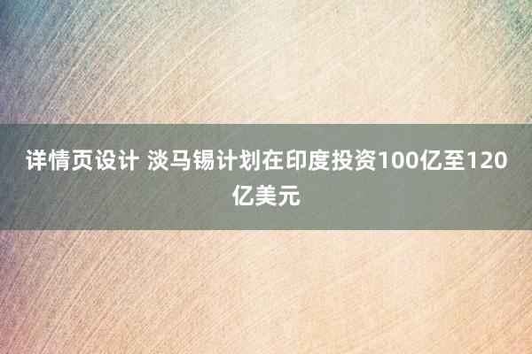 详情页设计 淡马锡计划在印度投资100亿至120亿美元