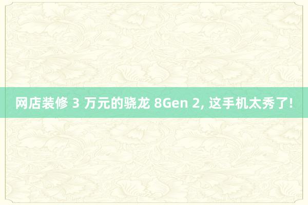 网店装修 3 万元的骁龙 8Gen 2, 这手机太秀了!